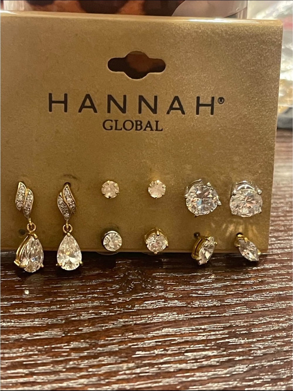 Hannah Gold and Clear Crystal Earring Set